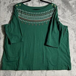 Jessica London green top pit two pit 26 length 26 sleeve length 3/4